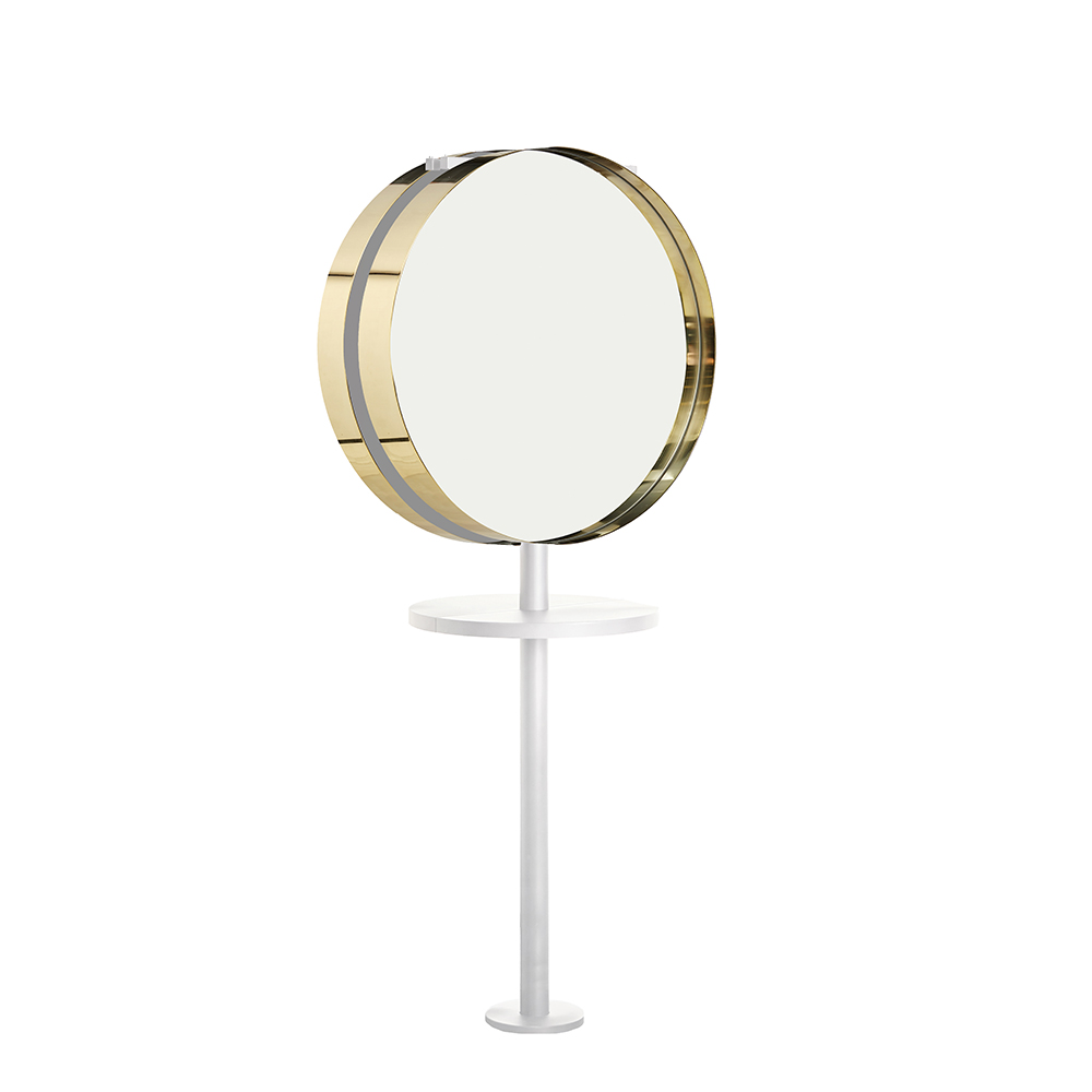 Halo Mirror with Pole Joiner II White